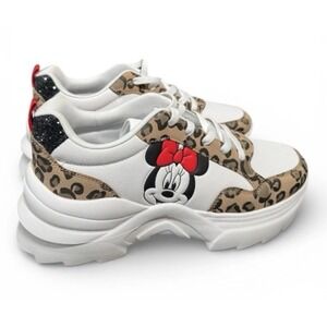 Disney Minnie Mouse Animal Print Sneakers Women's Size 9 Leopard Cheetah Tennis